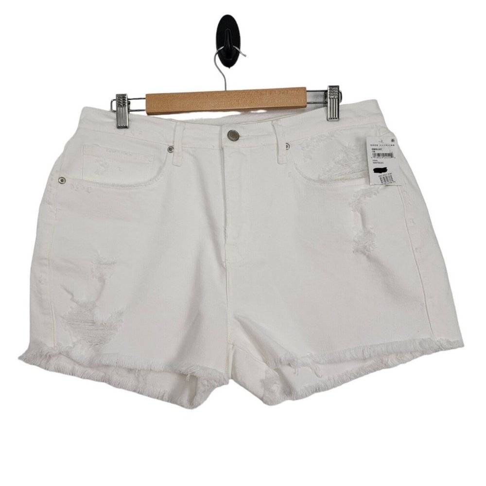 GOOD AMERICAN Good 90's Loose Fitted Waist Cropped Knees Bermuda Shorts 12/31